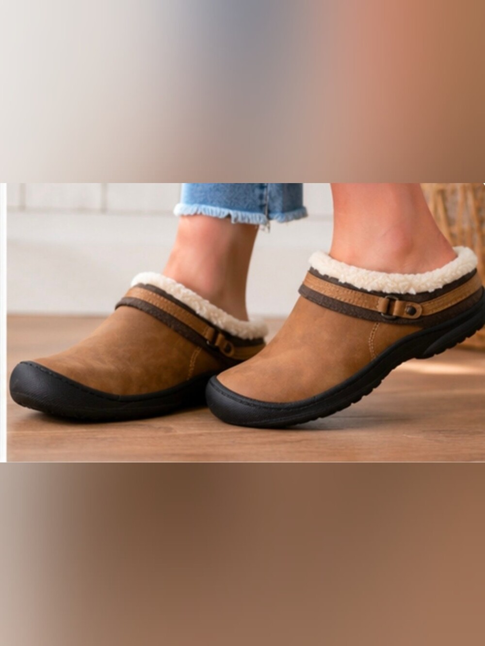 JBU by Jambu Ginger Faux Fur Memory Foam Slip On Clogs Tan Women’s 9.5
